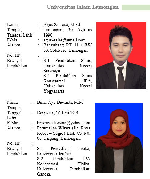 Profil Dosen PENDIDIKAN IPA UNISLA